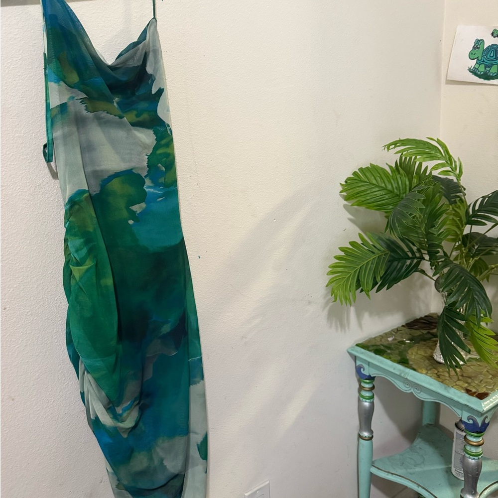 Elegant Green and Blue Abstract Wall Hanging